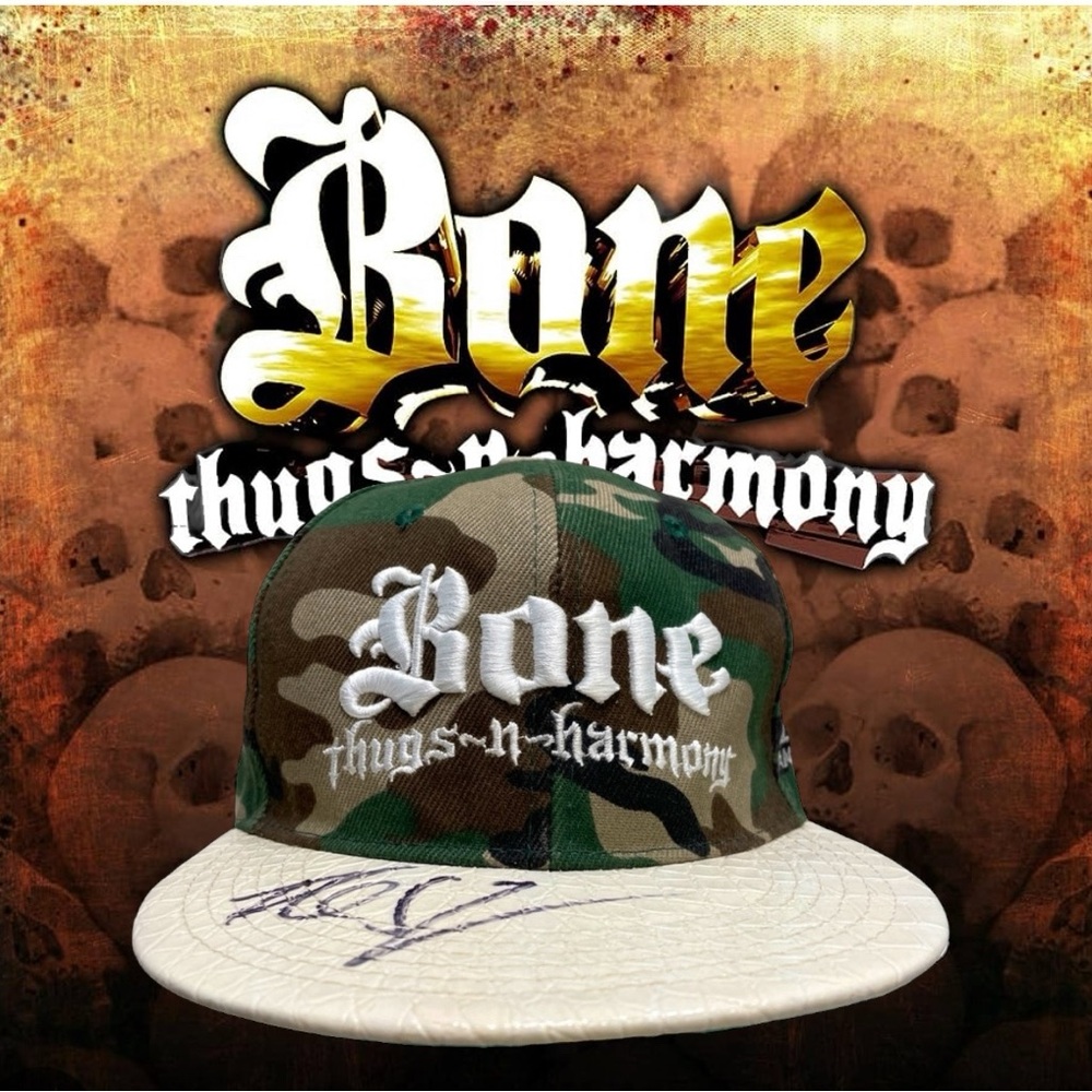 Bone Thugs N Harmony 21st Anniversary HAT Camo snapback CAP 90s HIP HOP Signed